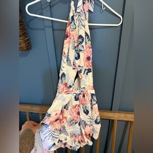 Hollister Blue and Pink Floral Romper